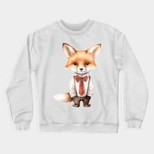 Red Fox Wearing a Tie Crewneck Sweatshirt